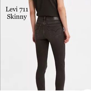 Levi 711 Skinny Black Denim Jeans